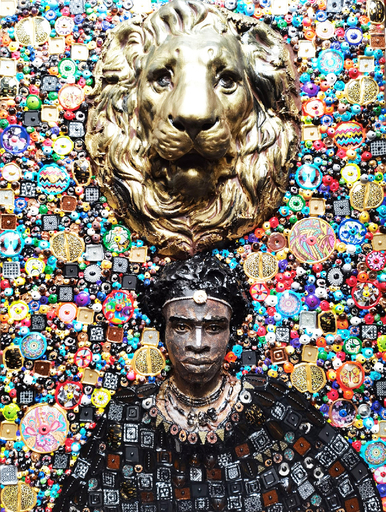Irina BAST - Skulptur Volumen - Black man and lion
