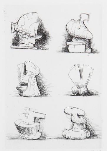 Henry MOORE - Print-Multiple - Six Sculpture Motives