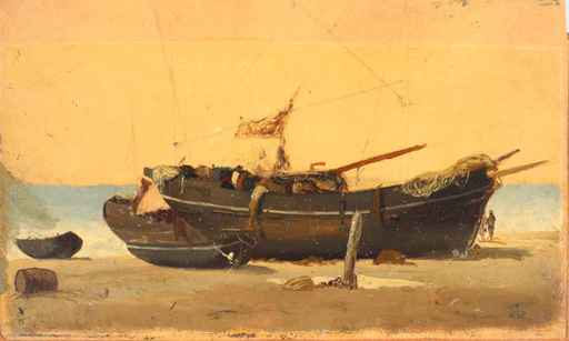 Luigi STEFFANI - Painting - Barche sulla spiaggia