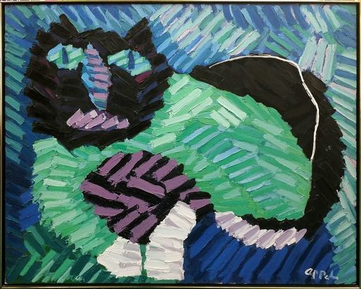 Karel APPEL - Painting - The Green Cat