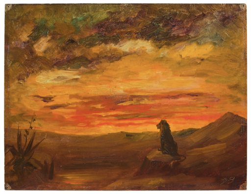 Benjamin CONSTANT - Painting - Lion dans le désert 