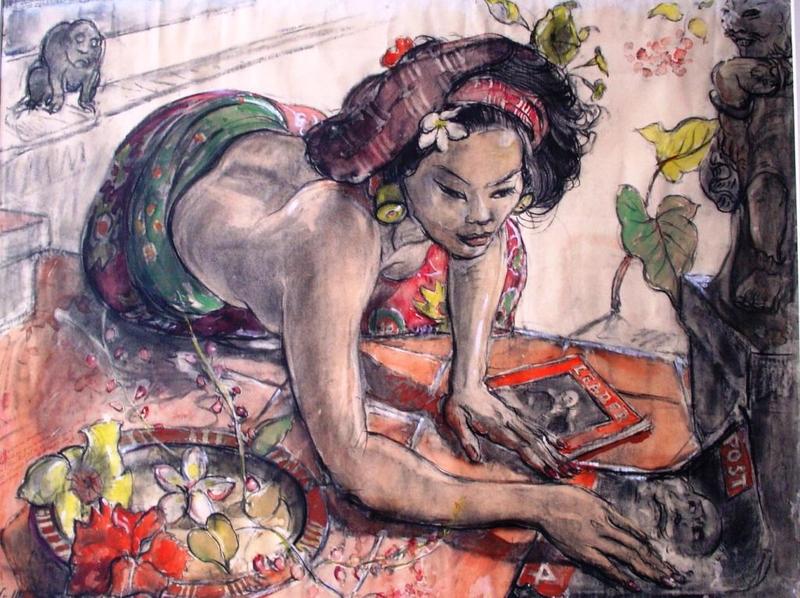 Adrien Jean LE MAYEUR DE MERPRES - Peinture - Ni Polok with magazines