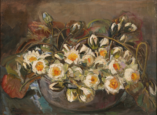 Nikolai RIABININ - Peinture - Still Life Lilies