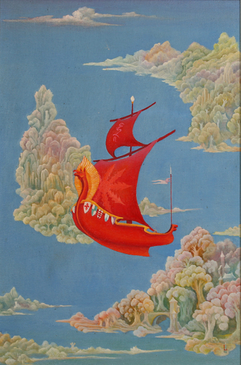 Igor LAZAR - Painting - Red ship - 2