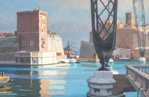 Edmond ASTRUC - Pittura - Le port de Marseille avant 1940