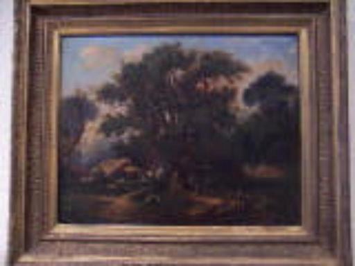 Hippolyte PRADELLES - Painting - scène de chasse à cour en forêt