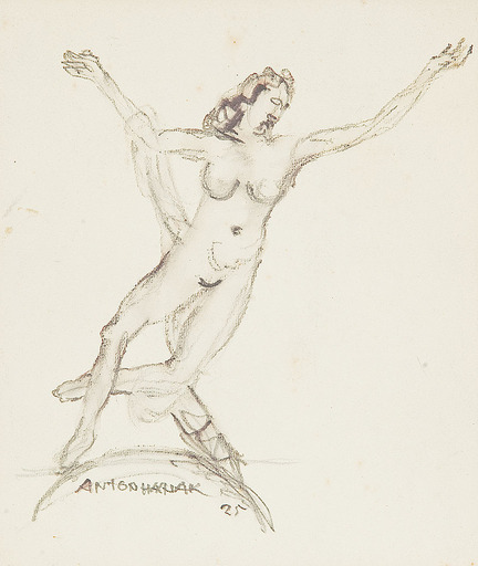Anton HANAK - Disegno Acquarello - Dancer
