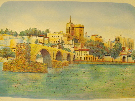 Rolf RAFFLEWSKI - Estampe-Multiple - "Le Pont d'Avignon" 1980