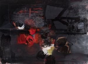 Antoni CLAVÉ - Painting - Composición rojo y negro