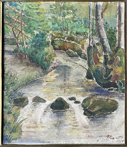 Fernand HOUGET - Drawing-Watercolor - Ruisseau 