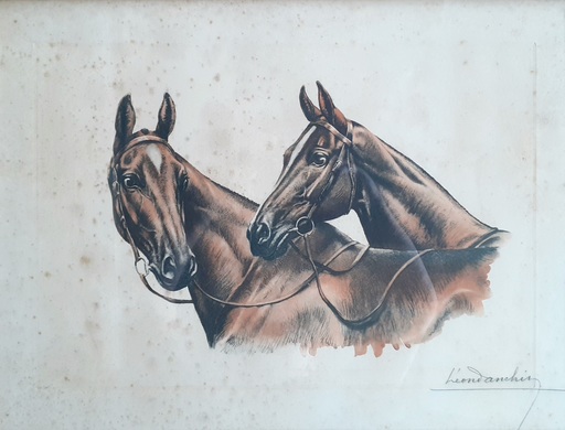 Léon DANCHIN - Stampa-Multiplo - Deux chevaux 