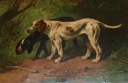 Paul SCHOUTEN - Painting - Honden tijdens de jacht