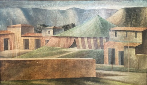Marcello SCUFFI - Gemälde - Paesaggio con circo