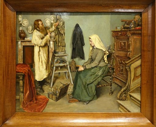 Leo VAN AKEN - Peinture - The sculptor's studio - Leo van AKEN, 1883