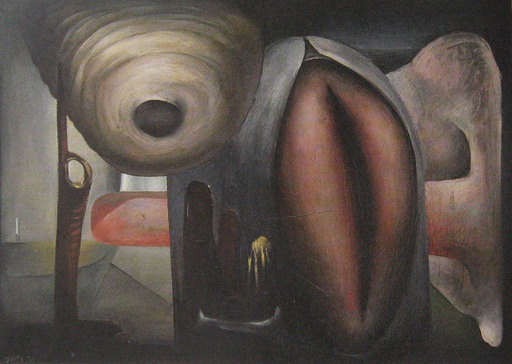 Henri GOETZ - 绘画 - Composition aux trois poteaux, 1938
