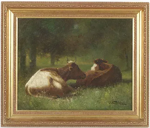 Paul UNBEREIT - Pintura - "Cows at Pasture", early 20th Century