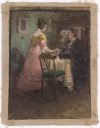 Robert SCHEFFER - Painting - Interior Scene, ca 1900