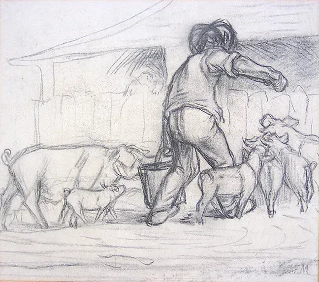 Jean François MILLET - Drawing-Watercolor - Untitled