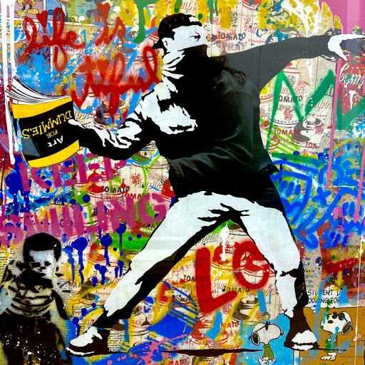 MR BRAINWASH - Painting - Banksy thrower