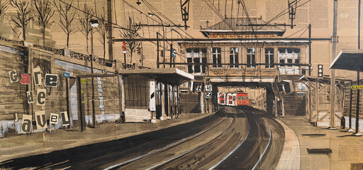 Guillaume CHANSAREL - Dibujo Acuarela - La gare de Javel - Paris