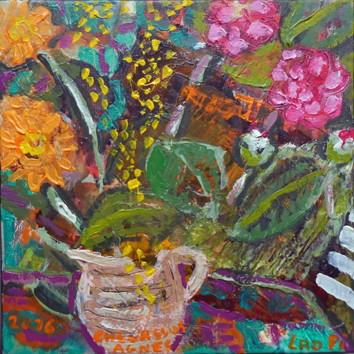Jean-Pierre CHEVASSUS-AGNES - Peinture - marguerites et fleurs de camélias