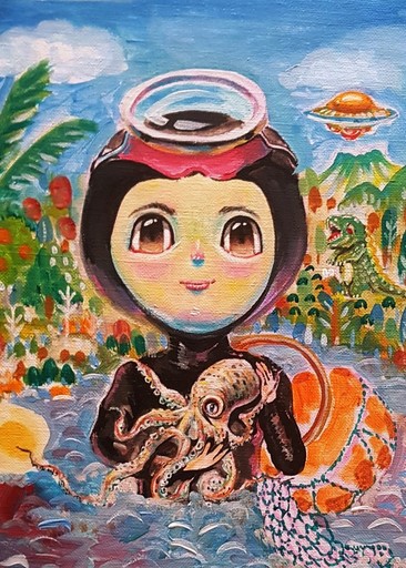 Seung-Hun SHIN - Painting - Fantasy Jesuisland- Island Girl Story Chun-ya Healing Garden