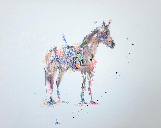 Alan MICHAEL - Drawing-Watercolor - Horse Face
