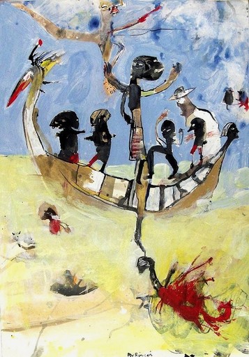 Hervé RINGER - Painting - La barque ou L'explorateur