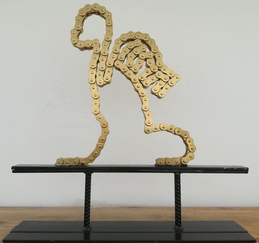 Philippe LELEU - Sculpture-Volume - Alopithèque double socle métal gold & black