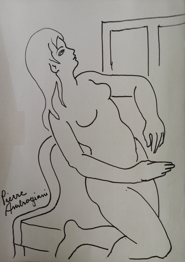 Pierre AMBROGIANI - Drawing-Watercolor - Nu féminin et Couple