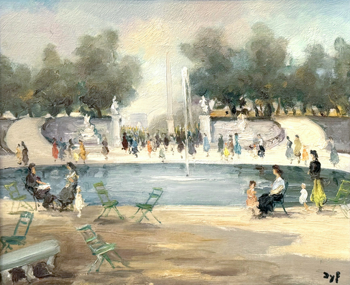 Marcel DYF - 绘画 - Tuileries' Garden, facing Place de la Concorde, Paris