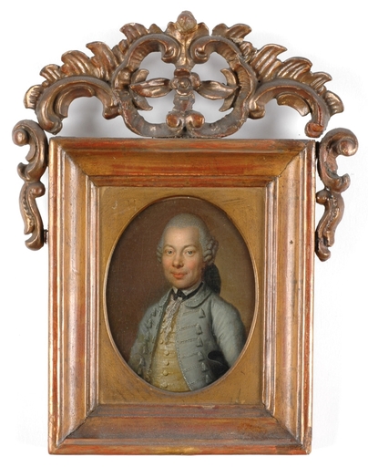 Anton GRAFF - 水彩作品 - "Portrait of a German Nobleman" important miniature, ca 1780
