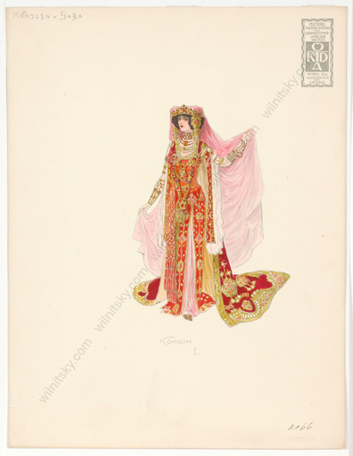 Heinrich LEFLER - Dibujo Acuarela - "Stage costume design", watercolor, late 19th century
