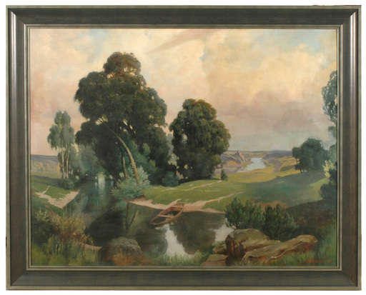 Ivo SALIGER - Pittura - "Summer Landscape" large oil painting
