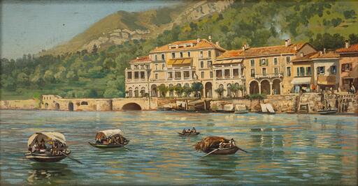 Giovanni Battista FERRARI - Painting - Hotel Bellevue lago di Como