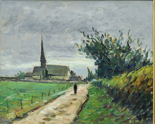 Léonard BORDES - Painting - entrée du village
