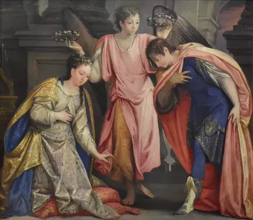 Giovanni Antonio FUMIANI - Pittura - Santa Cecilia e San Valeriano incoronati da un angelo