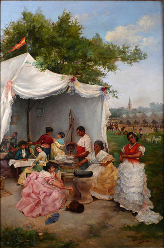 José CAÑAVERAL Y PÉREZ - Painting - Feria de Sevilla