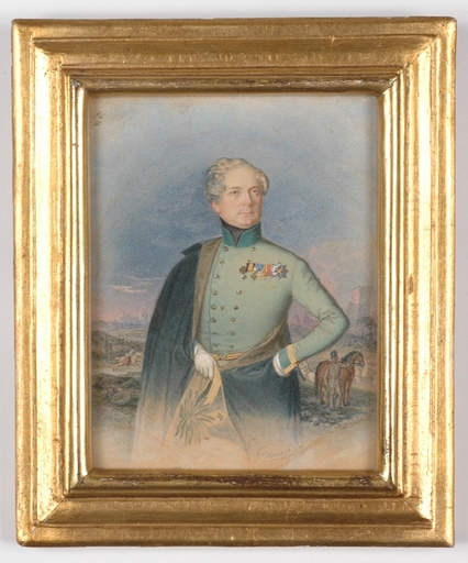 Josef PLANK - Drawing-Watercolor - Presumable Portrait of Colonel von Rossbach, 1840,Watercolor