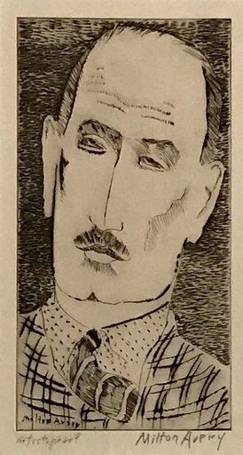 弥尔顿•艾弗里 - 版画 - Head of a Man, Portrait of Louis Wiesenberg Artist Proof