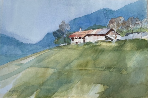 Paul MURPHY - Dessin-Aquarelle - Farmhouse in the Alps