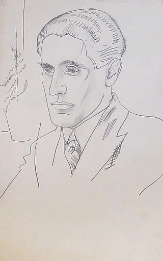 Erich HARTMANN - Dibujo Acuarela - #19720: Porträtskizze junger Mann. 