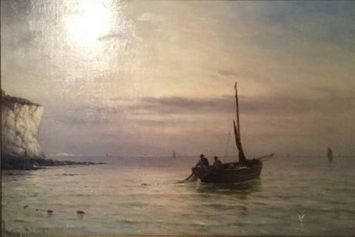 Gustave DE BREANSKI - Pintura - marine kust met zeilboot