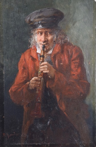 Adolf HUMBORG - Painting - Untitled (Man Playing the Flute)