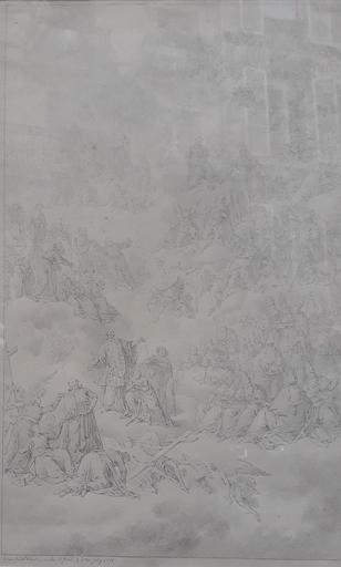 Johann Jacob HOCH - Disegno Acquarello - L'exaltation de la croix