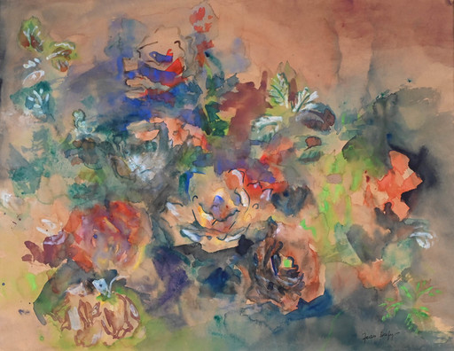 Jean DUFY - Drawing-Watercolor - Jetée De Fleurs