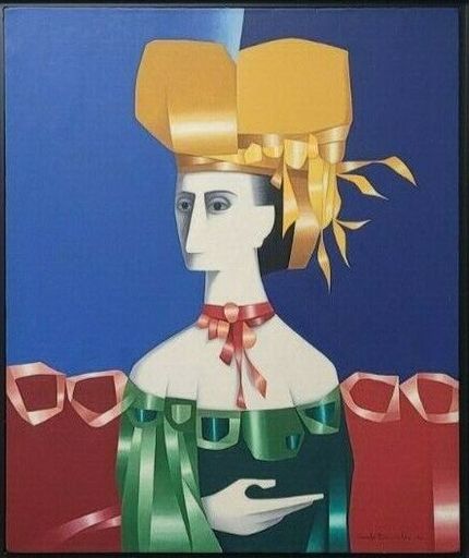 Cundo BERMUDEZ - Painting - Mujer con turbante amarillo.
