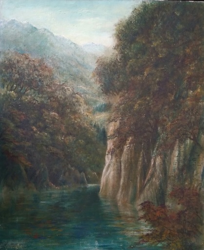 Émile NOIROT - Pittura - Paysage à la cascade