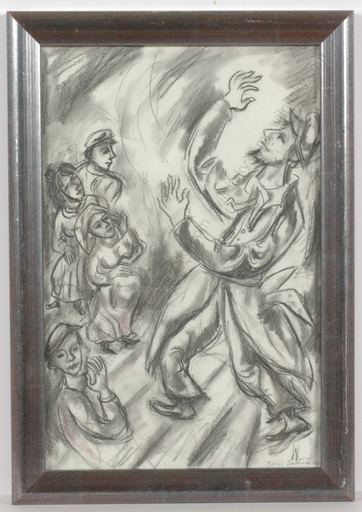 Boris DEUTSCH - 水彩作品 - "Dancing Jew (Life in Shtetl)", drawing, 1967