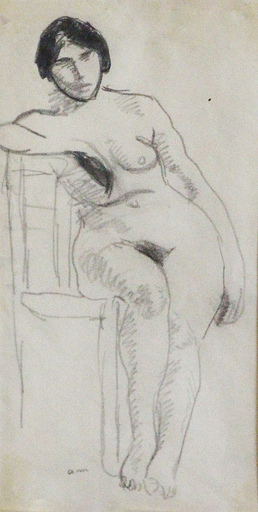 Albert MARQUET - Drawing-Watercolor - nu à la chaise